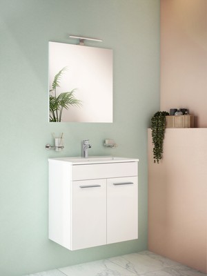 VitrA Ardea 75023 Banyo Dolabı Seti, Kapaklı, 60 cm, Parlak Beyaz