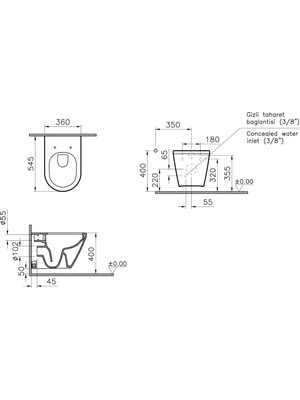 VitrA Integra 7041B003-0090 Rim-ex Asma Klozet, 54 cm, Beyaz