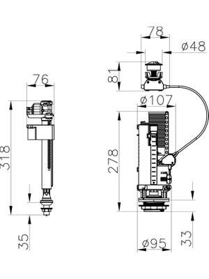 VitrA Plus 330B4110  Rezervuar İç Takımı, Alttan Su Girişli, 3/6 L