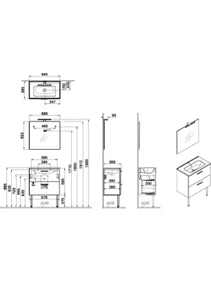 VitrA Mİa 66101 Banyo Dolabı Seti Çekmeceli, Ayaklı, 70 cm, Cordoba