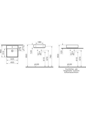 VitrA ArchiPlan 7413B003-0041 Lavabo, Beyaz, 45x46 cm