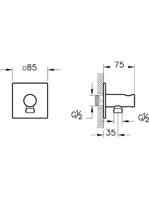 VitrA Suit A4283239 Ankastre El Duşu Çıkışı, Parlak Siyah