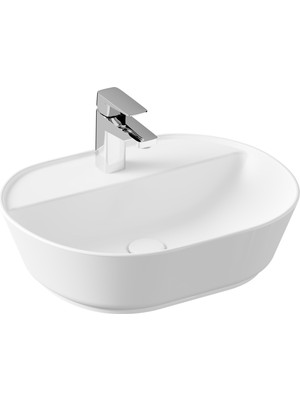 VitrA Geo 7428B001-0041 Oval Çanak Lavabo, 55 cm, Mat Beyaz