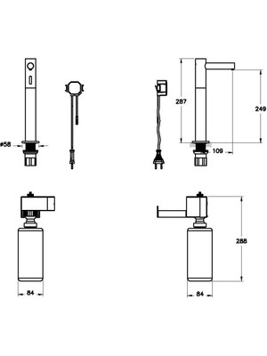 VitrA Origin A4476036 Temassız Uzun Sıvı Sabunluk, Tezgah Üzeri, Elektrikli, Mat Siyah