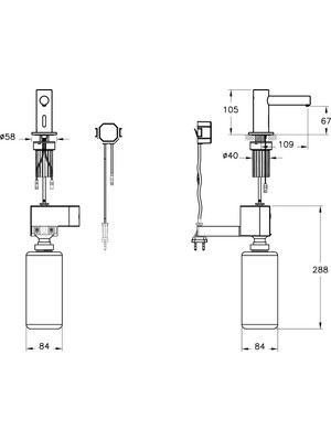 VitrA Origin A4469934 Temassız Kısa Sıvı Sabunluk, Fırçalı Nikel