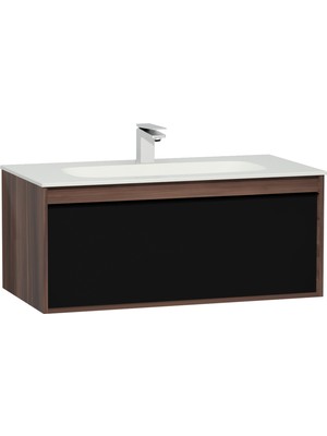 VitrA Metropole 58195 Lavabo Dolabı, Tek Çekmeceli, Infinit Lavabolu,100cm,Erik-Siyah