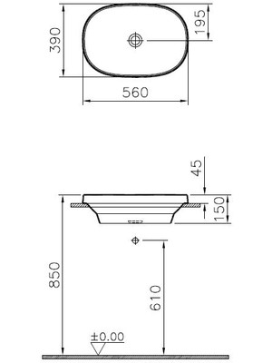 VitrA Frame 5652B483-0016 Tezgah üstü lavabo, Mat Siyah