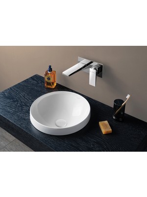 VitrA Frame 5651B403-0016 Tezgah Üstü Yuvarlak Lavabo, VitrA Clean, 40 cm, Beyaz