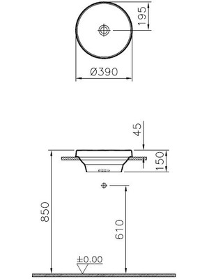 VitrA Frame 5651B403-0016 Tezgah Üstü Yuvarlak Lavabo, VitrA Clean, 40 cm, Beyaz