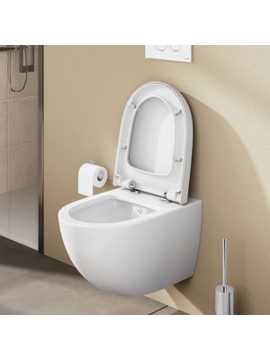 VitrA Sento 86-003R009 Klozet Kapağı, Yavaş Kapanır, Kolay Çıkabilir, Beyaz