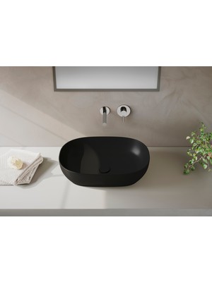 VitrA Outline 5995B483-0016 Oval Çanak Lavabo, 60 cm, Mat Siyah