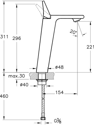 VitrA Memoria A42331 Yüksek Lavabo Bataryası, Krom