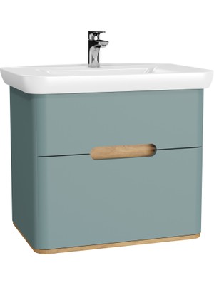 VitrA Sento 65877 Lavabo Dolabı 80 cm, çift çekmeceli, ayaksız, Mat Fiyord Yeşili