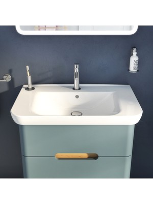 VitrA Sento 65877 Lavabo Dolabı 80 cm, çift çekmeceli, ayaksız, Mat Fiyord Yeşili