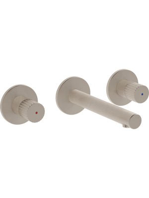 VitrA Origin A4258234 Ankastre Lavabo Bataryası, 3 Rozetli, Sıva Üstü, Fırçalı Nikel