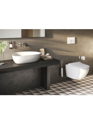 VitrA Outline 5991B401-0016 Asimetrik Lavabo, VitrA Clean, 56 cm, Mat Beyaz