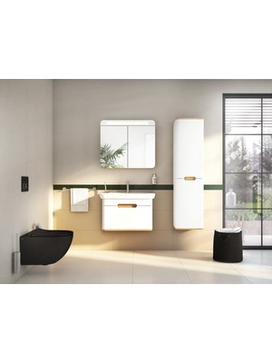 VitrA Sento 60897 Aydınlatmalı Dolaplı Ayna, 100 cm, Açık Meşe