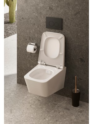 VitrA Equal 119-003R009 İnce Klozet Kapağı, Yavaş Kapanır, Kolay Çıkabilir, Beyaz