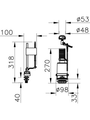 VitrA 330B1314 Rezervuar İç Takım, Alttan Su Girişli, 6 L