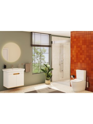 VitrA Sento 60785 Lavabo Dolabı, Kapaklı, 80 cm, Mat Beyaz