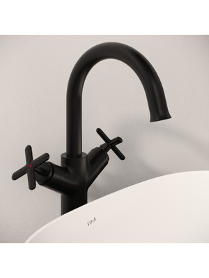 VitrA Origin Classic A4288636 Çanak Lavabo Bataryası, Mat Siyah