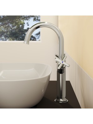 VitrA Origin Classic A42886 Çanak Lavabo Bataryası, Çift Kumandalı, Krom