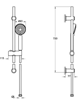 Punto A45252 3F Rail El Duş Seti, Krom