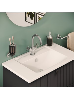 VitrA Origin Classic A42884 Lavabo Bataryası, Çift Kumandalı, Krom