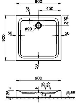 VitrA Optimum Neo 64090002000 Duş Teknesi, Monoblok, 90x90 cm