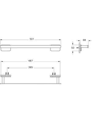 VitrA Base 600 A4413136 Uzun Havluluk, Mat Siyah