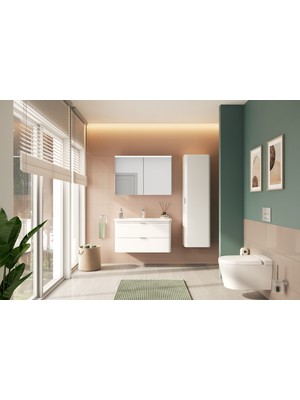 VitrA Nest Trendy 56442 Lavabo Dolabı, Çift Çekmeceli, 100 cm, Parlak Beyaz