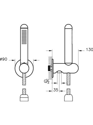 VitrA Liquid A4279639 1F El Duşu Takımı, Parlak Siyah