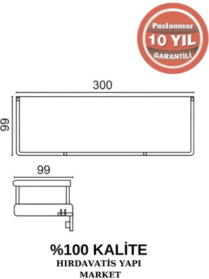 Çelik Banyo Paslanmaz Pirinç Selvi Etajer 30 cm