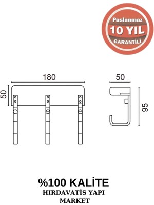 Çelik Banyo Paslanmaz Pirinç Selvi 3'lü Askılık