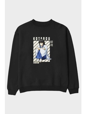 Ankhises Kotarou Katsura Gıntama Anime Ön Baskılı Siyah Oversize Sweatshirt Erkek Kadın Bisiklet Yaka