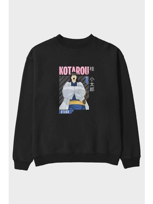 Ankhises Kotarou Katsura Gıntama 1 Anime Ön Baskılı Siyah Oversize Sweatshirt Erkek Kadın Bisiklet Yaka