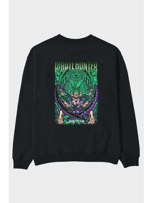 Ankhises Roronoa Zoro 3 Anime Arka Baskılı Siyah Oversize Sweatshirt Erkek Kadın Bisiklet Yaka