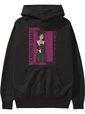 Ankhises Kaguya Shinomiya 4 1 Anime Ön Baskılı Siyah Hoodie Oversize Kapüşonlu Sweatshirt Erkek Kadın