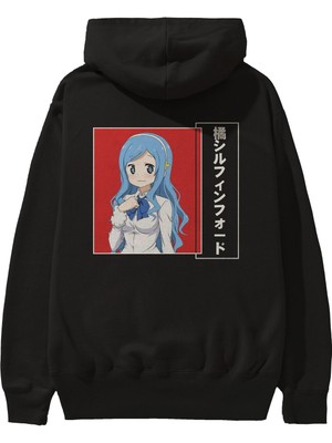 Ankhises Sylphinford Tachibana 1 Anime Arka Baskılı Siyah Oversize Kapüşonlu Sweatshirt Erkek Kadın