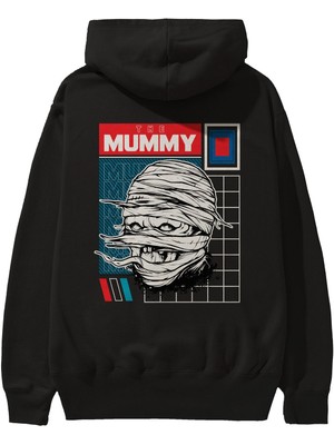 Ankhises The Mummy 2 Arka Baskılı Siyah Oversize Kapüşonlu Sweatshirt Erkek Kadın