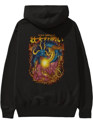 Ankhises One Pıece (4) Anime Arka Baskılı Siyah Oversize Kapüşonlu Sweatshirt Erkek Kadın