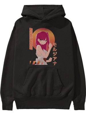 Ankhises Morgiana 5 Anime Ön Baskılı Siyah Hoodie Oversize Kapüşonlu Sweatshirt Erkek Kadın