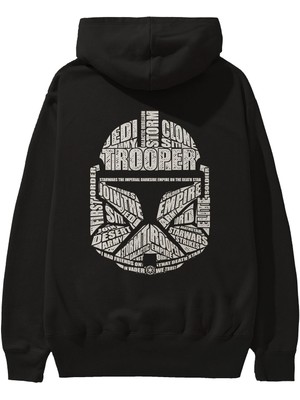 Ankhises Trooper Arka Baskılı Siyah Oversize Kapüşonlu Sweatshirt Erkek Kadın