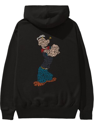 Ankhises Sailorman Arka Baskılı Siyah Oversize Kapüşonlu Sweatshirt Erkek Kadın