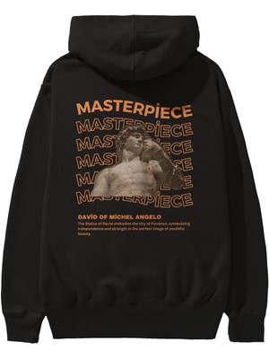 Ankhises Masterpiece Yazılı Arka Baskılı Siyah Oversize Kapüşonlu Sweatshirt Erkek Kadın