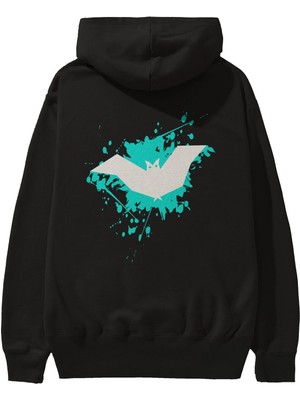 Ankhises Halloween Arka Baskılı Siyah Oversize Kapüşonlu Sweatshirt Erkek Kadın
