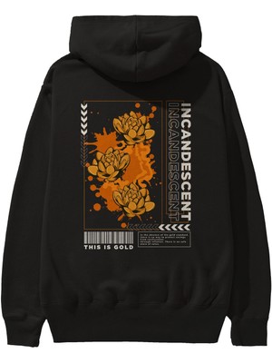 Ankhises Incandescent Arka Baskılı Siyah Oversize Kapüşonlu Sweatshirt Erkek Kadın