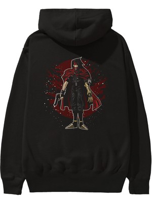 Ankhises Fınal Fantasy Arka Baskılı Siyah Oversize Kapüşonlu Sweatshirt Erkek Kadın