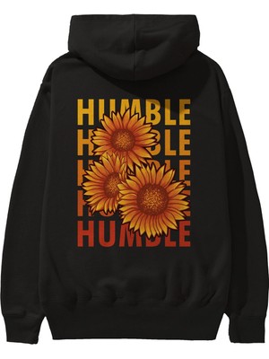 Ankhises Humble 2 Arka Baskılı Siyah Oversize Kapüşonlu Sweatshirt Erkek Kadın
