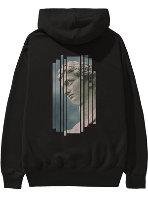 Ankhises Aesthetic Sculpture Art Arka Baskılı Siyah Oversize Kapüşonlu Sweatshirt Erkek Kadın
